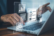 © Suriyo - DMS is document management concept, Man using a computer to document management in online documentation database and digital file storage system or software, records keeping, database technology
