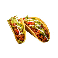 Delicious Mexican Tacos isolated on white transparent background