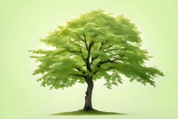 Wall Mural - Single green tree isolated, an evergreen leaves plant die cut on white background with clipping path