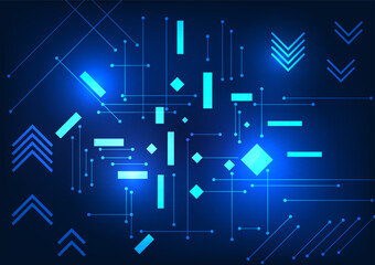 Poster - Abstract technology background Geometric shapes combined with arrows provide interesting visual elements. Make it look modern and hi-tech. Suitable for work related to technology, posters, wallpapers