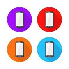 Wall Mural - colorful mobile smartphone circular shadow icons vector
