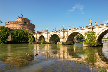 Wall Mural - View on the Tiber river on a sunny day