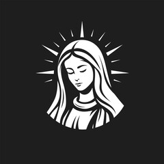 vector illustration of cute Our Lady Virgin Mary Mother of Jesus, Holy Mary, printable, suitable for logo, sign, tattoo, laser cutting, sticker and other print on demand