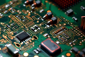 Close up circuit board with components