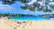 Panoramic view of Cala Romantica Drach beach in Mallorca Island, Spain