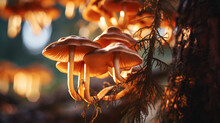 Close Up Beautiful Bunch Mushrooms