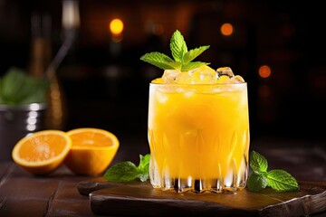 Poster - Refreshing vodka cocktail served on a bar with orange juice