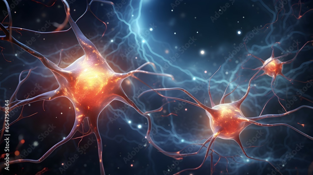 Neuroscience Insight: Neuron Cell with Active Synapses. Generative ai ...