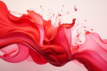 Dynamic Composition Of Fluid Crimson And Red Paint Splatters, Forming Abstract Shapes. Generative AI