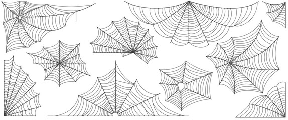 Sticker - Vector Set of spider web on white	