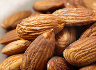 Wall Mural - Close up almonds healthy fruit.