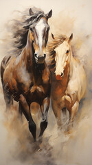 Wall Mural - casal de cavalos