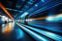 Speedy Train Running, Motion Blur, Technology Concept