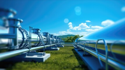 Poster - Hydroelectric industrial pipes at hydroelectric power station.