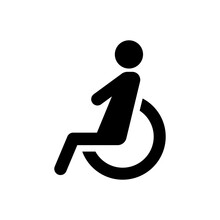 Disabled Person Icon For Public Transport Or Toilet Icon. A Man In A Wheelchair. EPS10