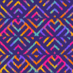 Poster - Seamless striped pattern in Aztec style. Folk embroidery.. Aztec ikat style. Seamless vector image. Thin lines