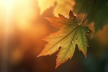 background with maple leaf in the morning. generative ai