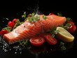 Schöner Lachs für Sushi wunderbar angerichtet, ai generativ