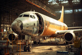 Fototapeta Sawanna - Passenger aircraft on maintenance of engine and repair in airport hangar