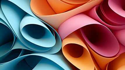Wall Mural - abstract colorful abstract paper background from various colored papers, colorful curves, focus stac