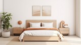 Fototapeta Mapy - a contemporary bedroom with brown minimalist furniture