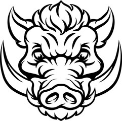 Wall Mural - A wild boar hog razorback warthog sports mascot cartoon pig character