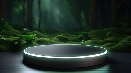 Poster - Futuristic display platform with environment in a 3D rendering