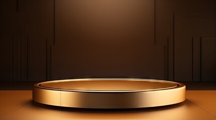 Poster - 3D rendered gold product display with blank backdrops on luxury advertising stand