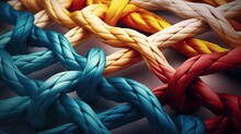 The Business Metaphor Of Unity Teamwork Connects Diverse Ropes For Cooperation