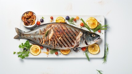Aufkleber - Assorted grilled food on a light background Homemade concept Top view flat lay copy space