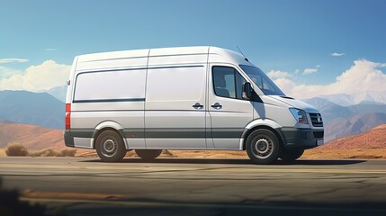 Wall Mural - white delivery van