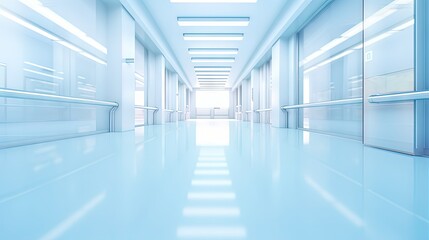 Poster - Blurred technology space background in business corridor or mall with defocused medical and hospital corridor background featuring modern lab clinic