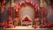 © vxnaghiyev - Indian wedding stage adorned with exquisite flower decorations