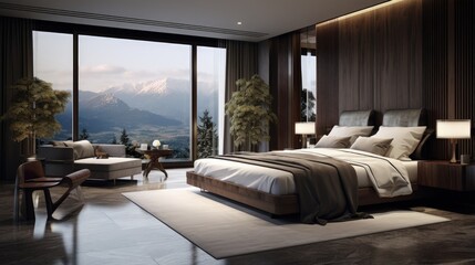 Sticker - Luxurious hotel room depicted in 3D rendering