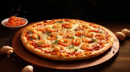 Aufkleber - Shrimp and red fish on pizza