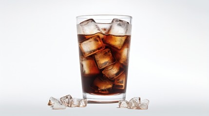 Aufkleber - Chilled black coffee with ice cubes on a white background