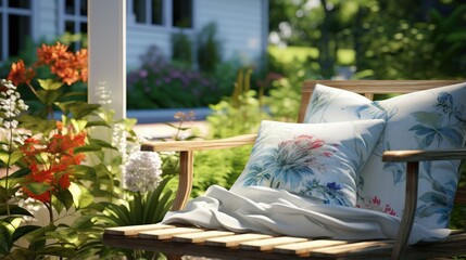 Poster - Outdoor garden furniture with cozy cushions