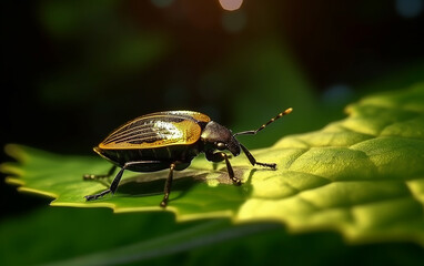 Wall Mural - A bug on a leaf in forest