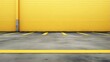 Yellow painted corridor in industrial building with parallel lines on abstract cement background Concept of negotiating safety on the sidewalk