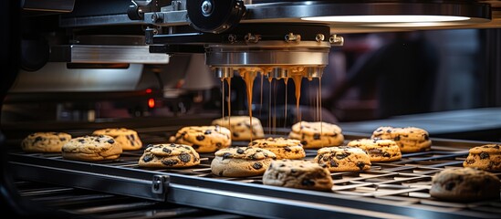 Wall Mural - Robotic vacuum system aids cookie production in food manufacturing with copyspace for text