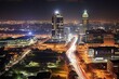 Sandton city lights up at night in Johannesburg, Gauteng, South Africa. Generative AI