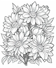 Coloring book, floral background, flowers on a white background.