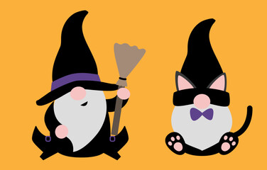 Wall Mural - Cute halloween gnome flat style vector illustration