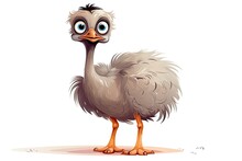 A Cute Cartoon Ostrich Standing On A White Background Created With Generative AI Technology