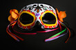 Decorative Day of the Dead or Dia de los Muertos mask or Halloween mask. Calaveras or Calaca