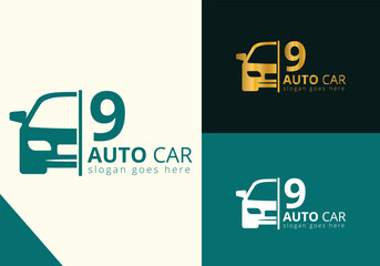 Letter 9 Car Logo Design Template Inspiration, Vector Illustration