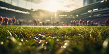 American Football Turf With Field Out Of Focus