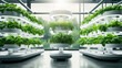 stockphoto, copy space, Automatic UPVC Hydroponics Farm Setup. Innovative techniques used in agriculture. Hightech smart farming technology. Indoor UPVC farm setup.