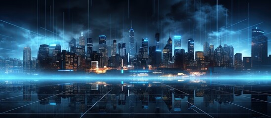 Wall Mural - cyber city background with copyspace for text