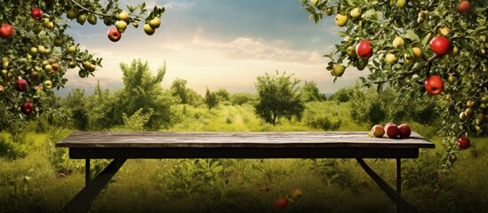 Canvas Print - Table with trees and fruits